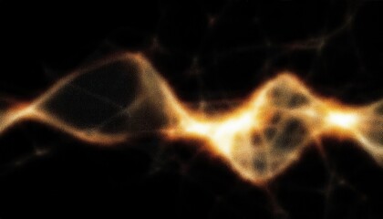 Poster - interstellar plasma network glowing in deep space with fiery nebula strands and golden cosmic filaments, ideal for sci-fi web design, abstract print, or tech branding

