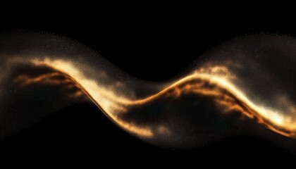 Aufkleber - abstract golden wave of glowing particles and light trails on black background for futuristic web design, digital branding, tech interface, or sci-fi print visual

