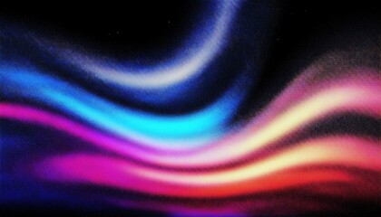 Aufkleber - vibrant neon color wave on black background for modern web design, abstract print, or digital branding with glowing fluid light flow and high contrast gradients

