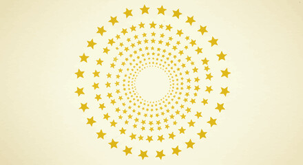 Poster - Abstract golden stars in circular motion creating an optical illusion effect