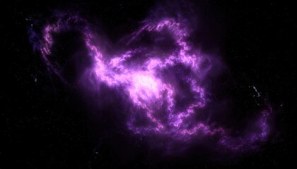 Poster - vivid violet cosmic nebula burst with electric plasma trails in deep space for web background, sci-fi print, digital art, or futuristic branding concept


