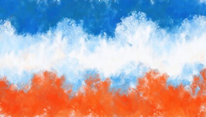Poster - vibrant abstract tricolor brushstroke texture with blue white orange gradient for modern web background, poster design, branding element or artistic print

