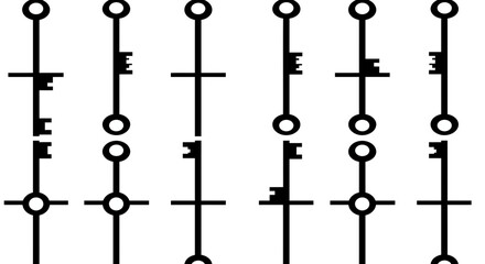 Poster - Abstract representation of keys and crosses in a repeating black and white pattern