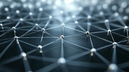 Poster - Futuristic Network of Connected Nodes and Digital Data Flow in a High-Tech Environment
