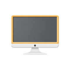 Poster - Modern Desktop Computer Monitor with Orange Frame Displaying Blank Screen for Creative Designs and Presentations Transparent background or png