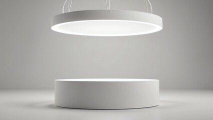 Leinwandbilder - Empty pedestal or podium display on white room and light background with futuristic stand concept. Blank product shelf standing backdrop. 3D rendering