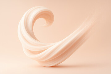 Poster - Smooth cream swirl abstract shape soft pastel color flowing motion minimal background elegant airy light texture modern art