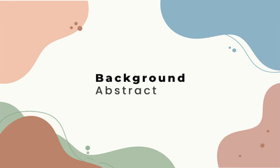 Poster - Modern abstract background with fluid curves and dot elements in earthy blue and beige tones with space for text