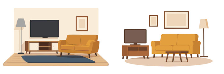 Poster - Cozy living room design featuring modern furniture and stylish decor elements in a minimalistic layout