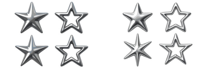 Fototapete - Silver star shapes in various designs showcasing modern vector art for graphic projects and creative designs