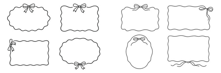 Poster - Vector flat illustration of decorative frames with bows suitable for invitations, announcements, or design projects in a minimal style