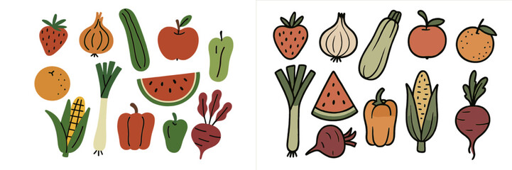 Poster - Colorful assortment of fresh vegetables and fruits on a bright background showcasing nature's bounty