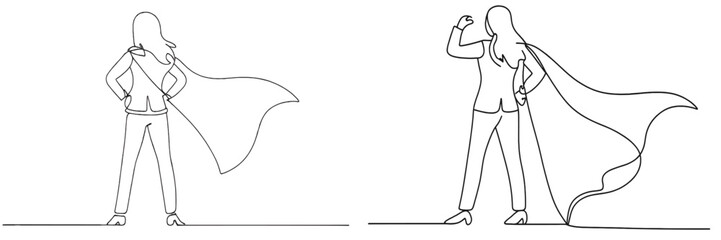 Poster - Confident person in superhero pose with flowing cape standing on solid ground during daytime