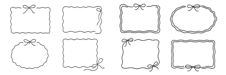 Poster - Decorative outline frames with bows for creative designs and crafts