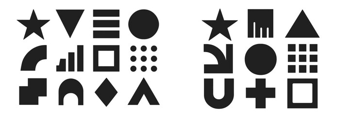 Poster - Collection of geometric shapes displayed in black and white for design and educational purposes
