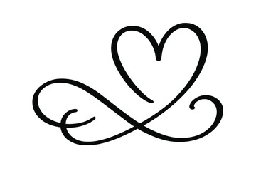 Aufkleber - Stylized heart illustration with flowing lines and curves in a minimalist design suitable for various artistic applications
