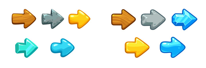 Poster - Colorful vector illustration of directional arrows and gems designed for video game interfaces and creative projects