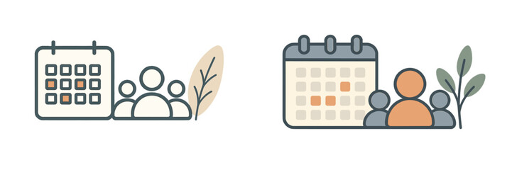 Poster - Calendar planning with groups of people collaborating on scheduling activities during the week