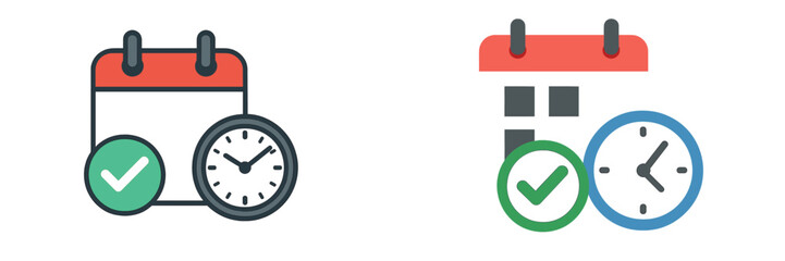 Fototapete - Calendar and clock icons representing scheduling and time management for productivity