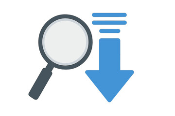 Poster - Illustration of a magnifying glass and downward arrow indicating search and download actions in a digital context