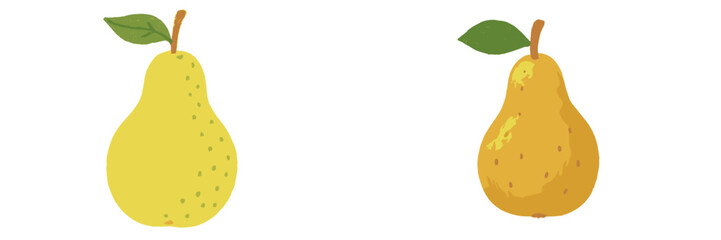 Poster - Two distinct pear illustrations showcasing different ripeness levels in a minimalist style