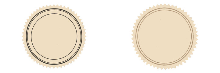 Poster - Simple vector flat illustration of round blank labels with decorative edges for design and marking purposes