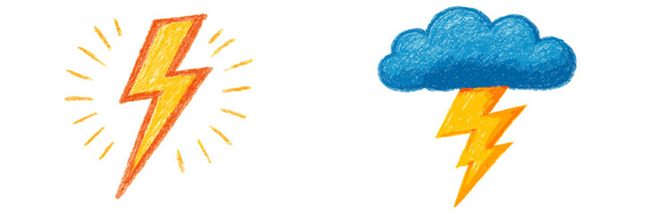 Poster - Vector flat illustration of thunder and lightning with vibrant colors and a fun design style