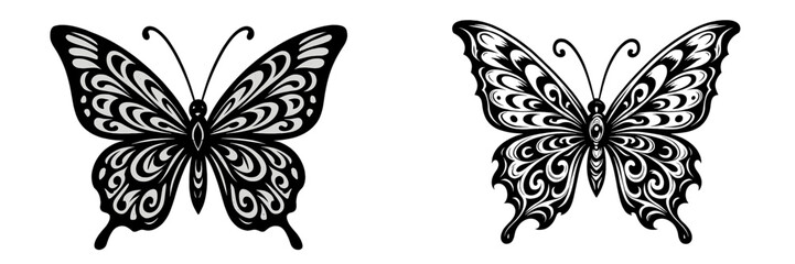 Poster - Elegant butterfly illustrations showcasing intricate patterns for creative projects and designs