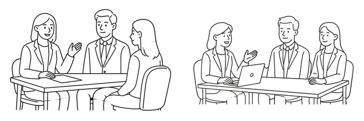 Poster - Business professionals engaged in a collaborative meeting with discussions and presentations in a modern office setting