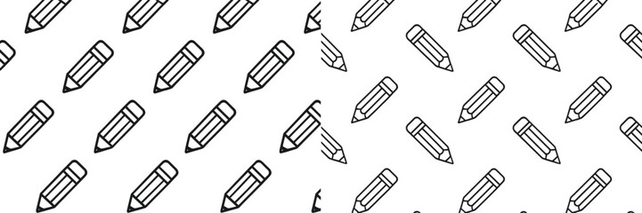 Poster - Repeating pattern of pencils on a white background suitable for creative projects and educational materials