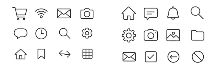 Poster - Different icons representing various functionalities commonly found in digital interfaces and applications