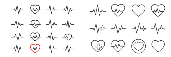 Aufkleber - Vector illustrations of heartbeats and health icons suitable for medical designs and health-related projects