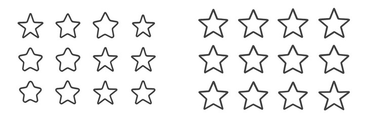 Aufkleber - Outline of stars arranged in two groups for review or rating purposes, emphasizing design simplicity and clarity
