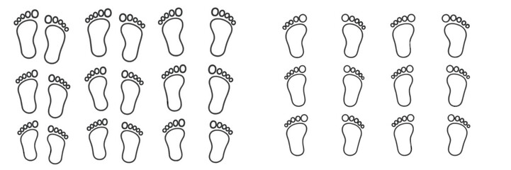 Poster - Footprints pattern design with a creative arrangement of left and right feet in a vector flat illustration style suitable for various projects