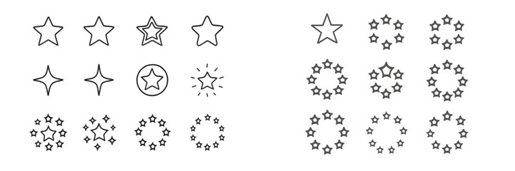 Fototapete - Vector flat illustration of various star shapes in creative designs for artistic purposes