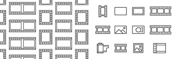 Poster - Creative collection of flat vector illustrations depicting various photo frames and film strips for design projects