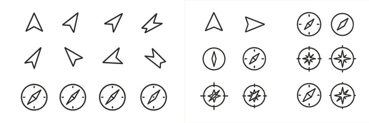 Poster - Unique vector flat illustration of diverse navigation and directional symbols in various styles and shapes