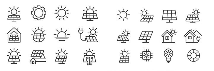 Poster - Solar energy vector illustrations showcasing solar panels, sun, and sustainable living in modern environments