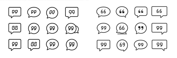 Aufkleber - Quote icons arranged in various styles and layouts for creative projects and digital designs