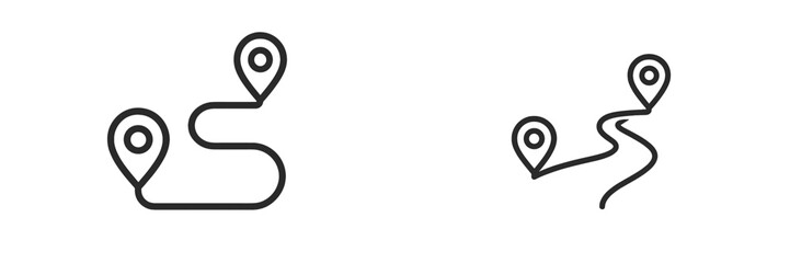 Aufkleber - Road map icons featuring navigation points for routes and directions in a simple vector illustration style