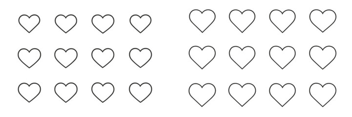 Poster - Multiple outlines of hearts arranged in a grid pattern for crafting, design, or decoration purposes