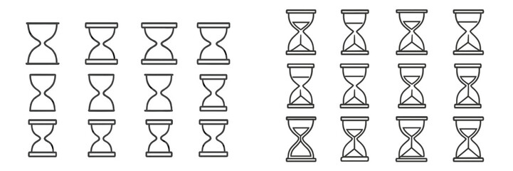 Poster - Hourglass patterns in vector flat style illustrating the passage of time, balance, and symmetry in a minimalist design
