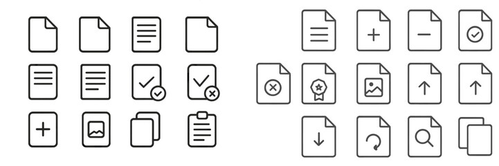 Aufkleber - Collection of vector flat icons representing various document types and actions for digital organization and workflow enhancement
