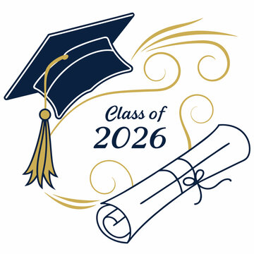 Cap and diploma combination with modern congratulations text for class of 2026 graduation template & SVG 