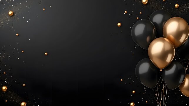 Gold and black balloons.