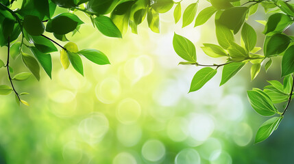 Wall Mural - green leaves. nature of green leaf in garden at summer.