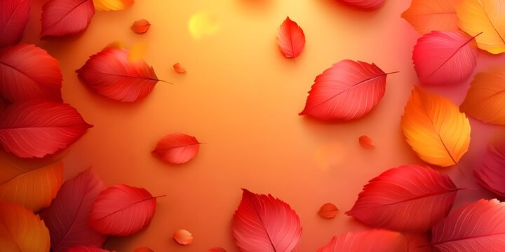 Autumn sale banner with red leaves.