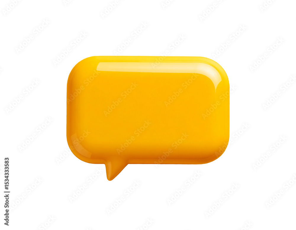 Yellow 3d speech bubble isolated on a white background Stock ...