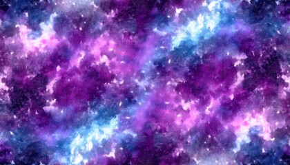 Poster - vibrant purple and blue cosmic nebula texture with watercolor clouds and subtle star glow for dreamy web design, fabric print, album cover, or poster background

