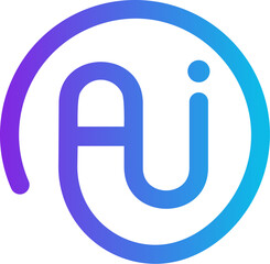 Aufkleber - Round AI logo, assistant chatbot icon, gradient monogram in outline. Modern digital symbol for smart automation, SaaS, software app, virtual tech support, communication system. Vector illustration